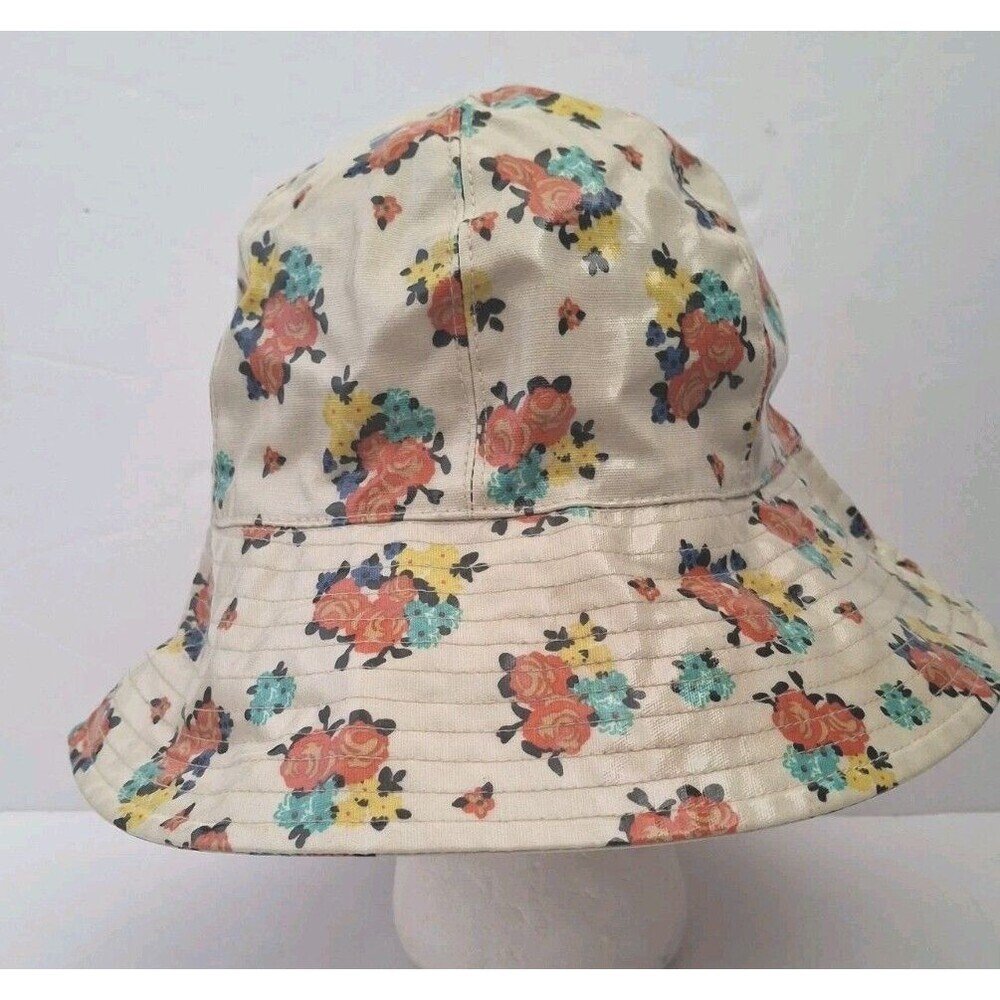 San Diego Hat CO Women's Bucket Rain Hat White Floral PVC Cotton O/S Bloomcore
